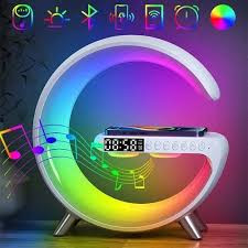 G63 4 In 1 Bluetooth Speaker 10W Multifunctional Wireless Charger LED Atmosphere RGB Night Light Alarm Clock Desk Lamp Bluetooth Speaker Wireless Charging Modern Speaker