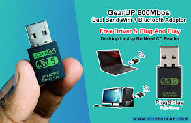 600Mbps Dual Band WiFi + Bluetooth Adapter For Windows PC/Laptop- (Driver Free Version, WiFi Hotspot Supported, 2.4GHz + 5GHz)