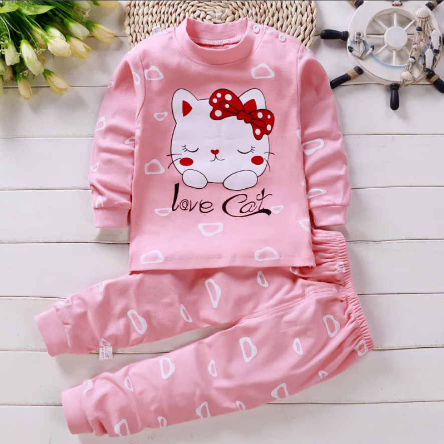 0-5-year-old baby clothing pure cotton long sleeved boys' home clothing pure cotton girl baby T-shirt long pants pajama set